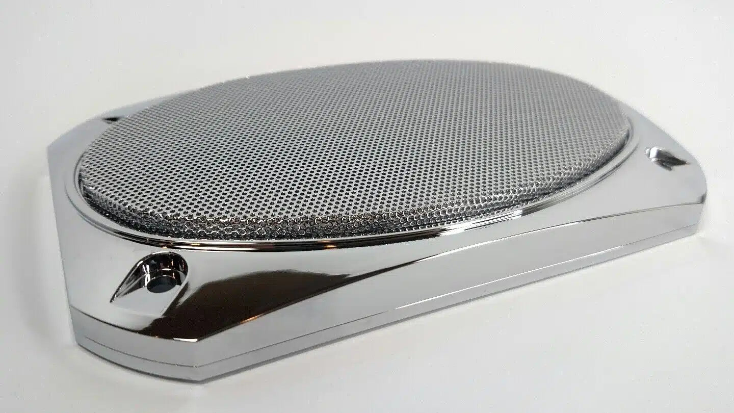 Chrome 6-3/8" X 4-5/16" Speaker Covers For Various Peterbilt Models (Pair)