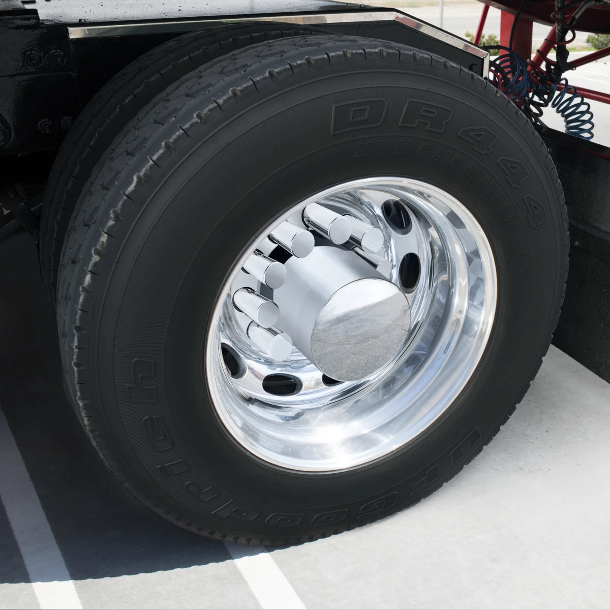 Chrome Plastic Flat Top Axle Cover Combo Kit With 33mm X 4-1/4" Standard Thread-On Tall Cylinder Nut Covers