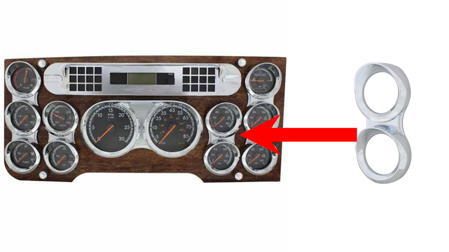 Small 2 Gauge Cluster Bezel With Visors For 2008-2017 Freightliner Cascadia - Vertical