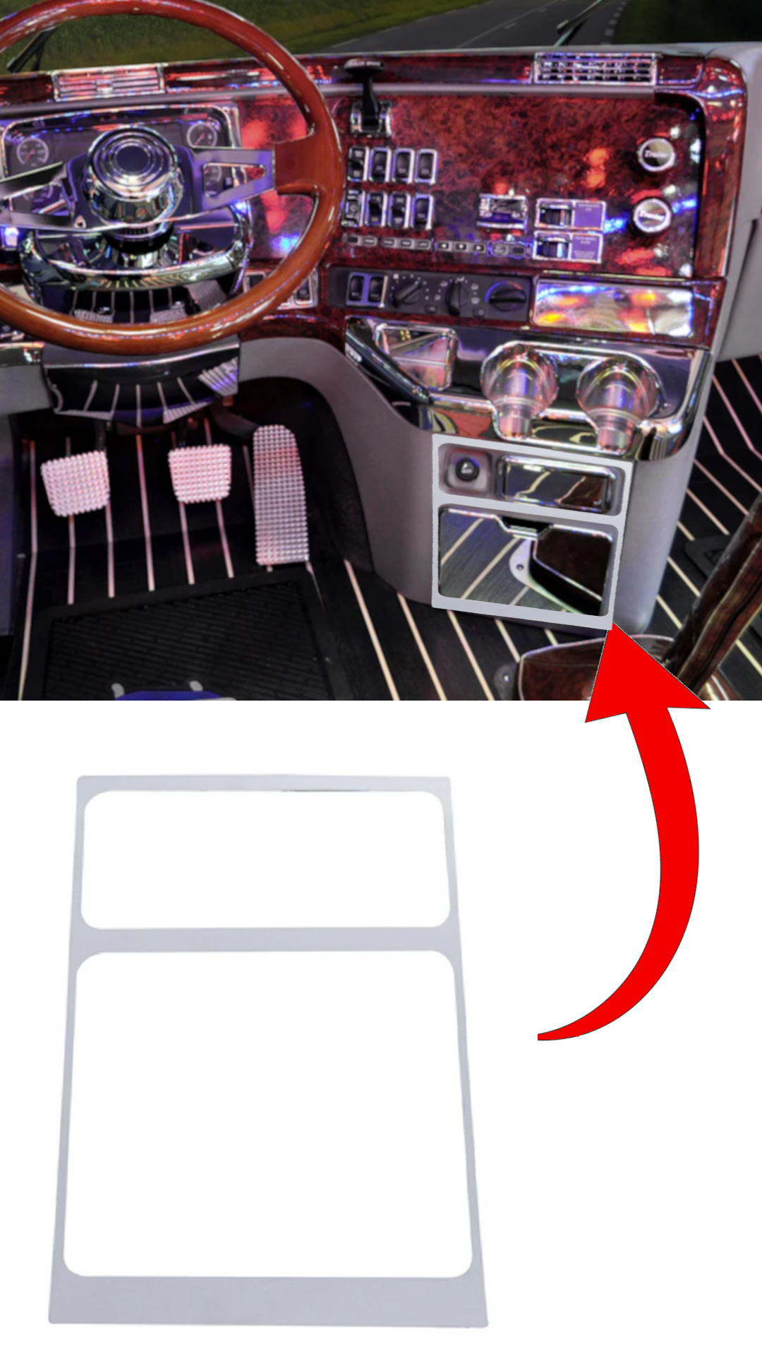 Stainless Steel Lower Center Console Trim For Freightliner