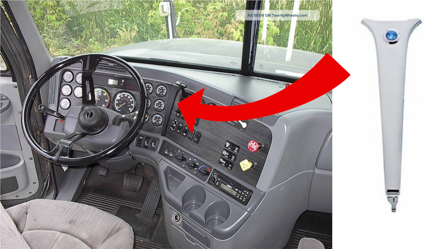 Chrome Center Dash Trim W/Crystal For Columbia (2004-20), Century (1997-10), & Coronado (2003-10), Blue