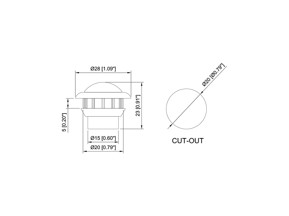 3/4" Mini Round Clearance Marker with Stainless Bezel | 2-Wire