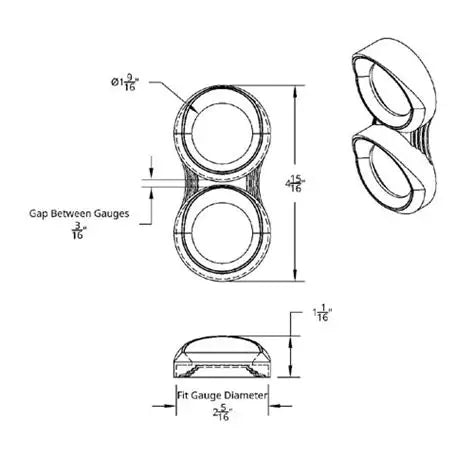 2 Gauge Cluster Bezel With Visor For Peterbilt (2005 & Older)- Vertical