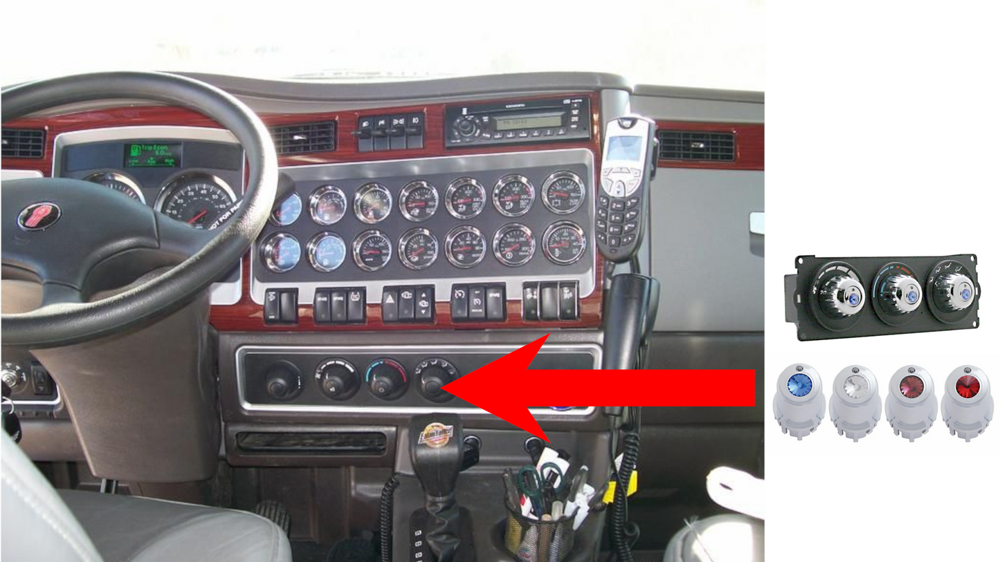 Center A/C Control Knob For 2006+ Kenworth -Colored Crystal