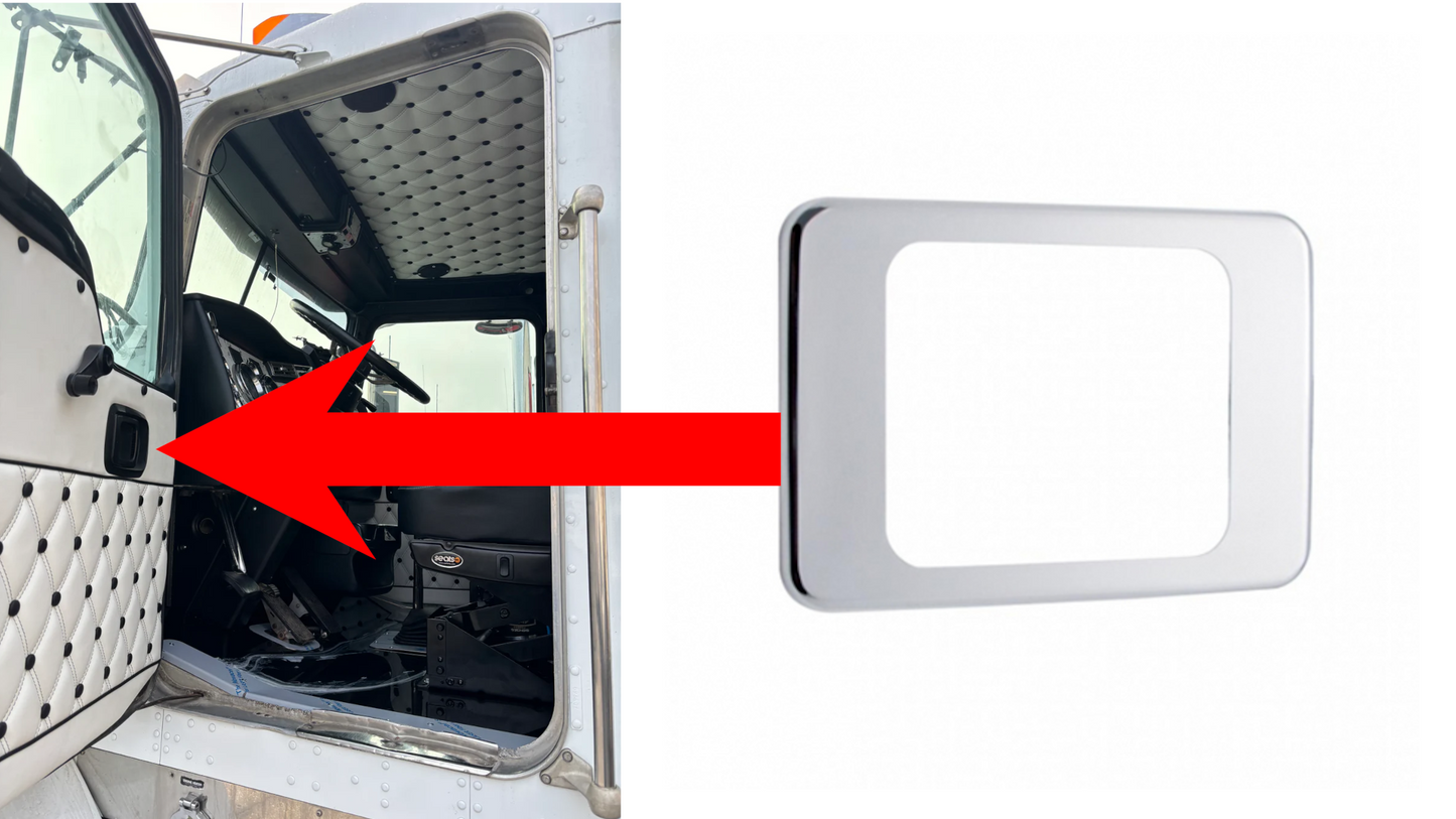304 SS Daylight Door Interior Handle Bezel For 1994-2002 Kenworth W900/T800/T600