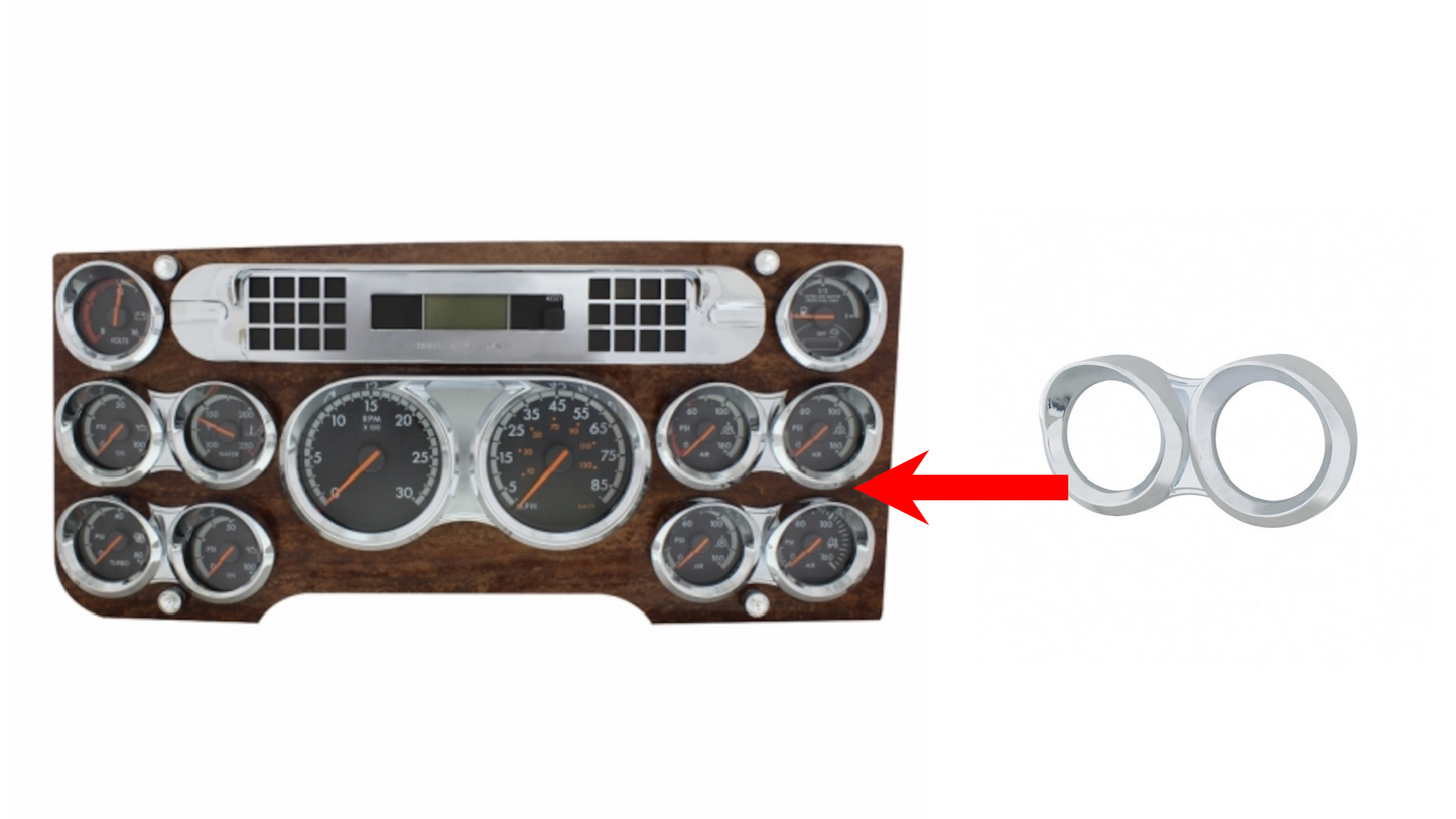 Small 2 Gauge Cluster Bezel With Visor For 2008-2017 Freightliner Cascadia - Horizontal