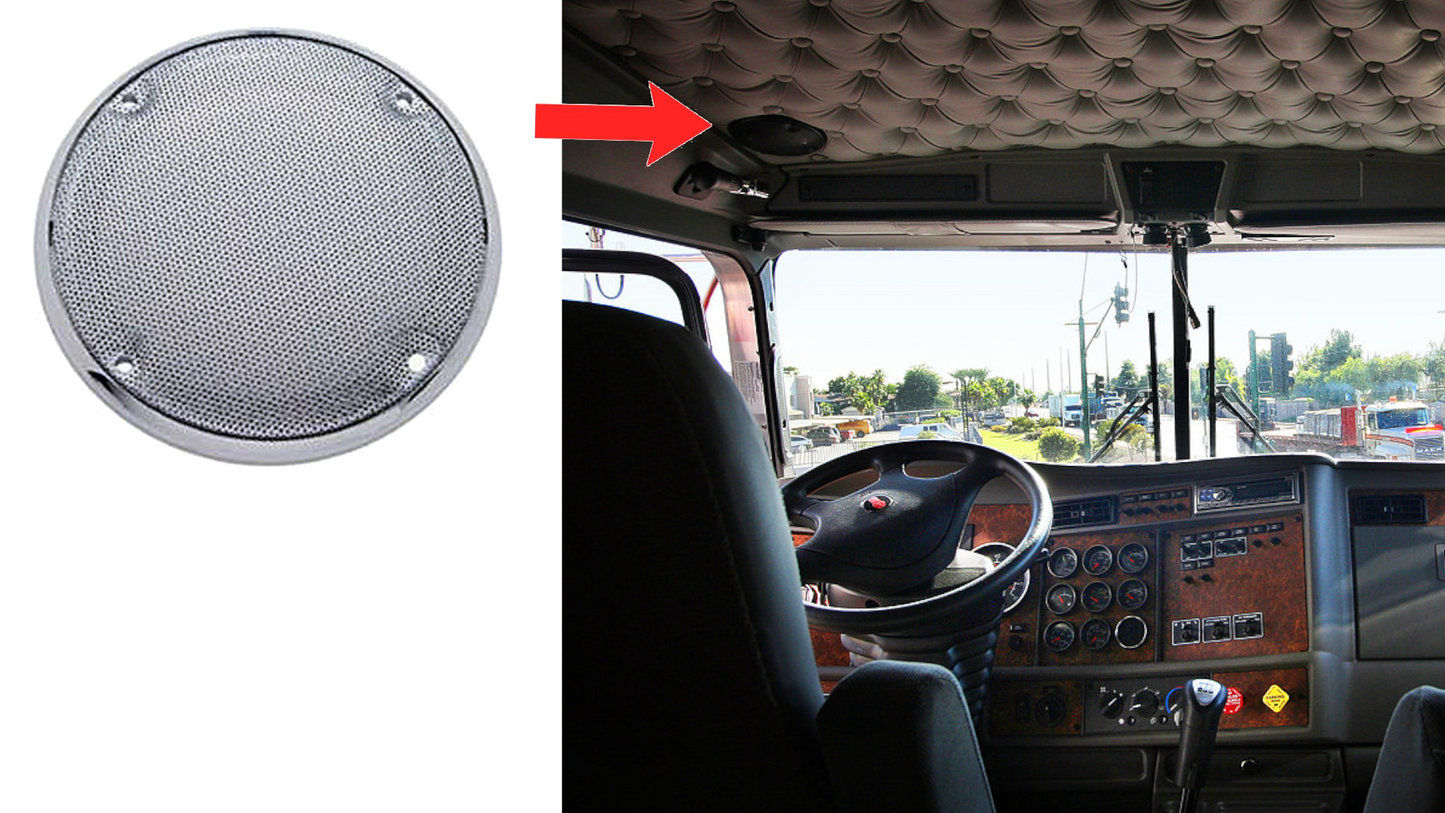 Speaker Cover - Chrome, 5- 7/16", Round, for Various Old Kenworth Models