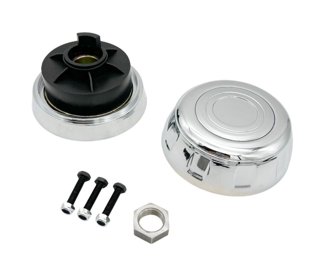 Chrome Steering Wheel Hub & Horn Button Kit For Peterbilt (2006+) & Kenworth (2003+)