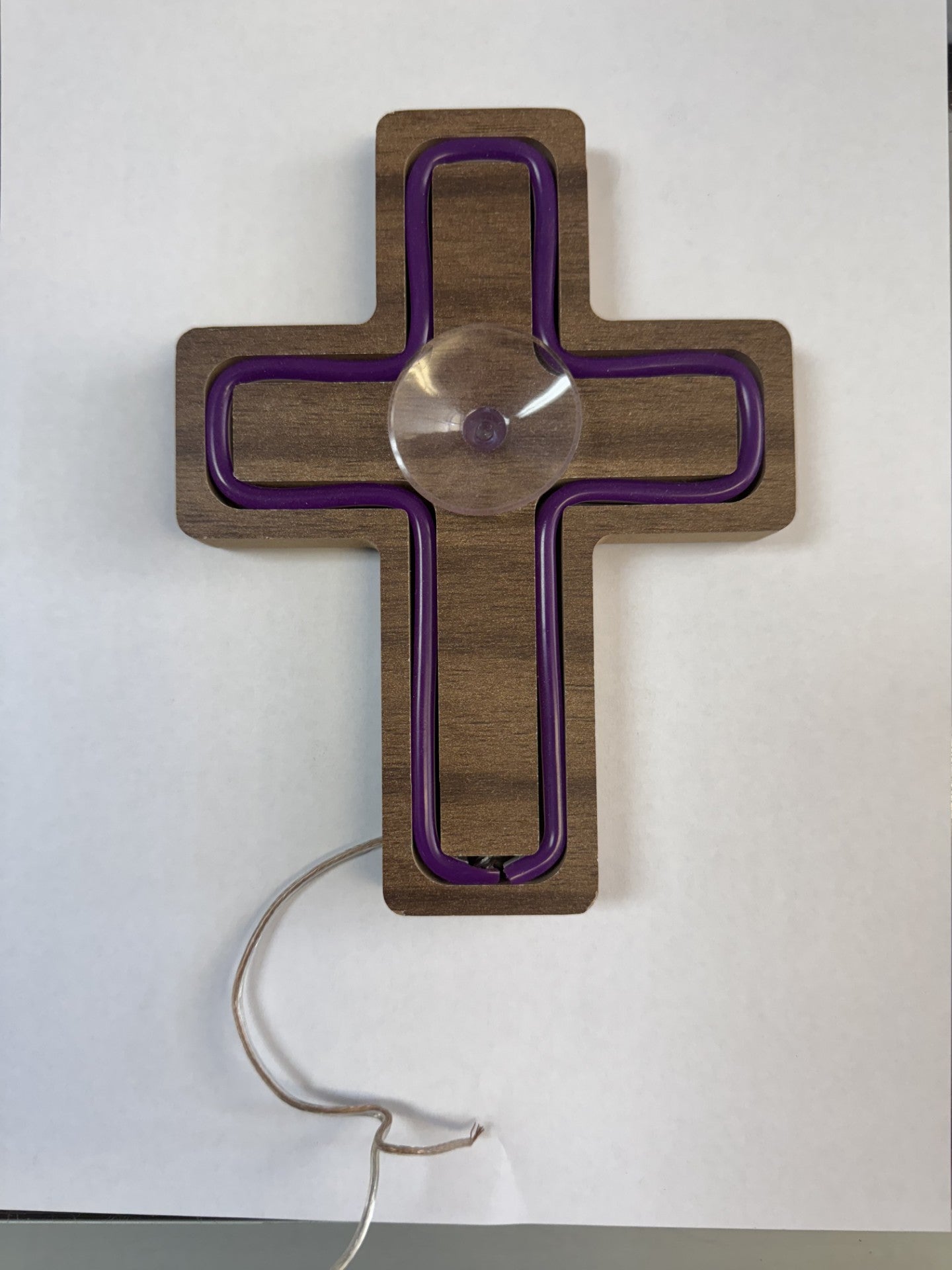 WOOD CROSS WITH NEON LED LIGHT