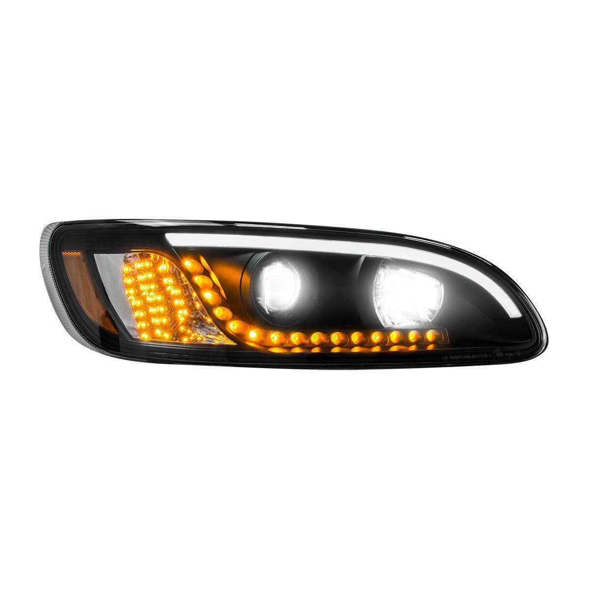 PETERBILT 386/387 HEADLIGHT WITH WHITE HIGH POWER LED POSITION/DAYTIME RUNNING AND LED TURN SIGNAL LIGHT