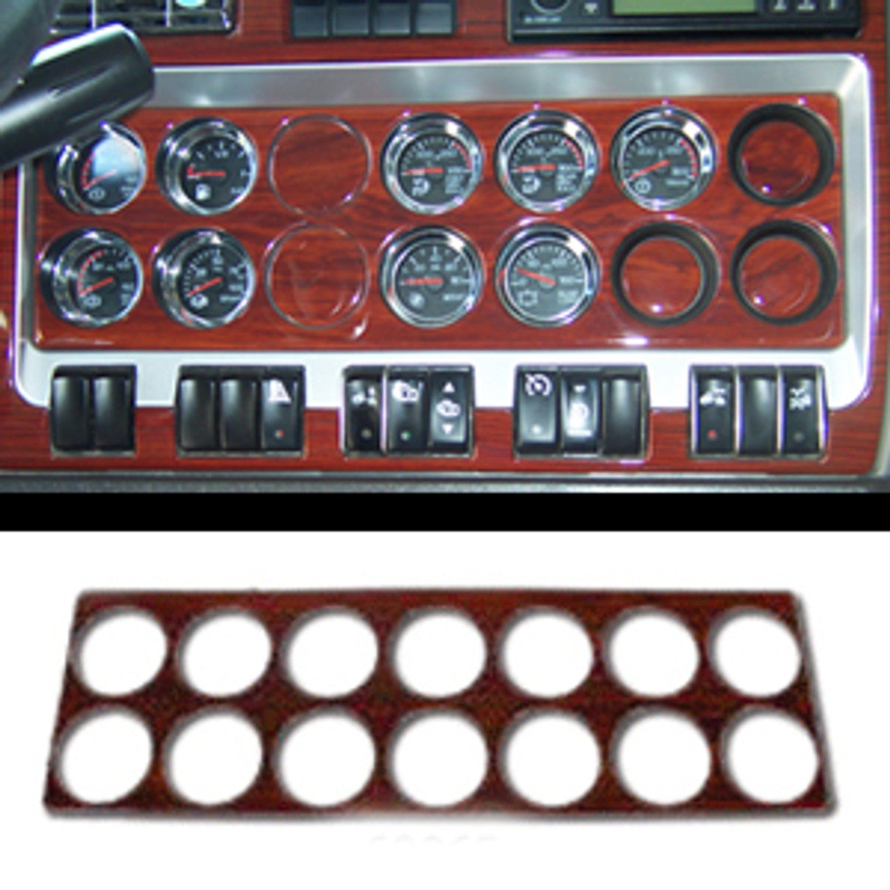 Wood Central Gauge Trim for Kenworth W900 & T660