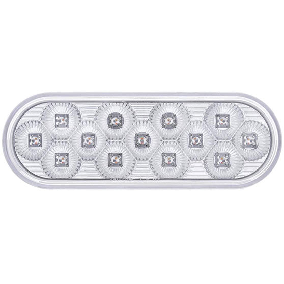 13 LED 6" Oval Double Fury Light (Stop, Turn & Tail) With Warning Light - Red & Amber LED/Clear Lens