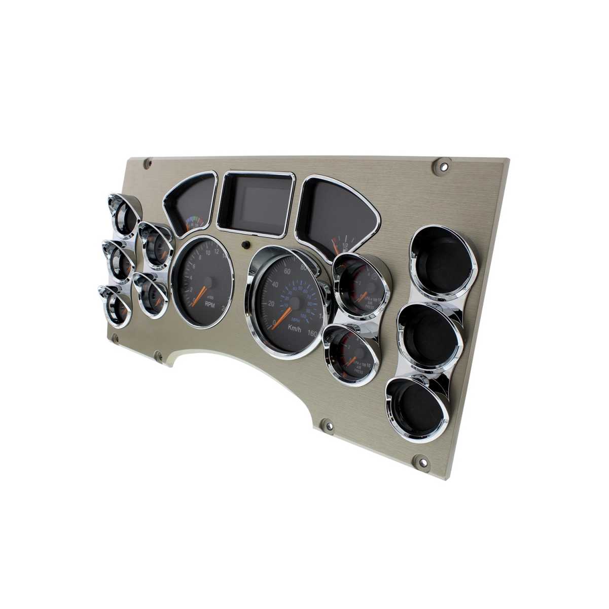 Chrome Small 3-Gauge Bezel With Visor For Mack