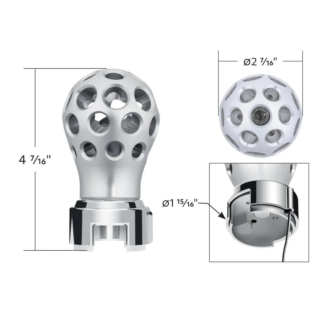 Thread-On Phoenix Ball Gearshift Knob With LED 13/15/18 Speed Adapter