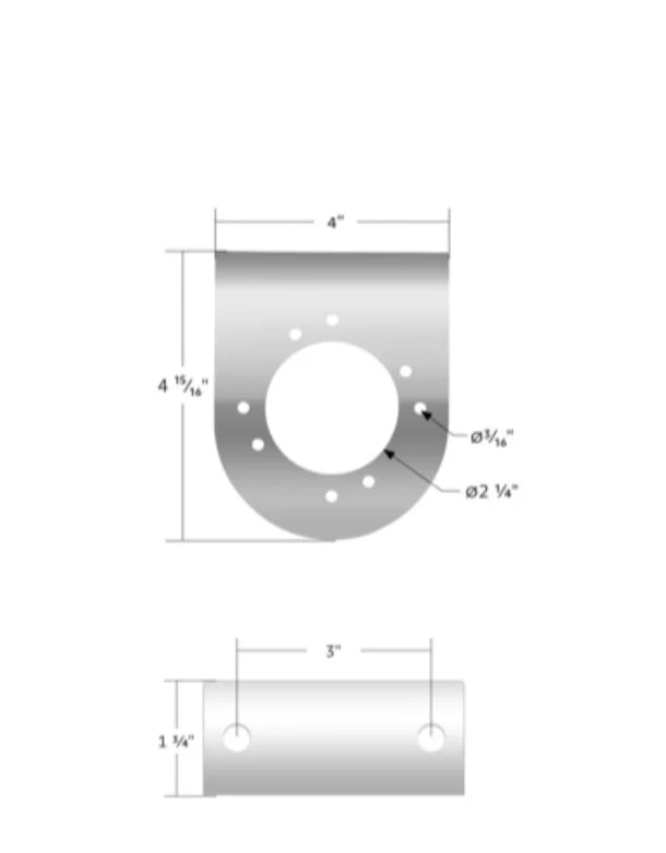 Stainless Light Bracket With Single 3" Light Cutout