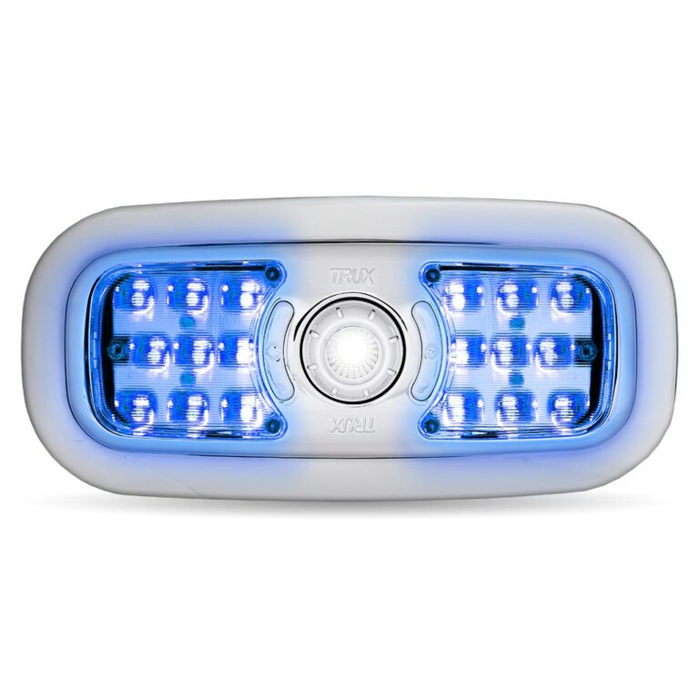 LED Interior Projector Dome & Map 7-Color Cab Light for Peterbilt 389 – Chrome