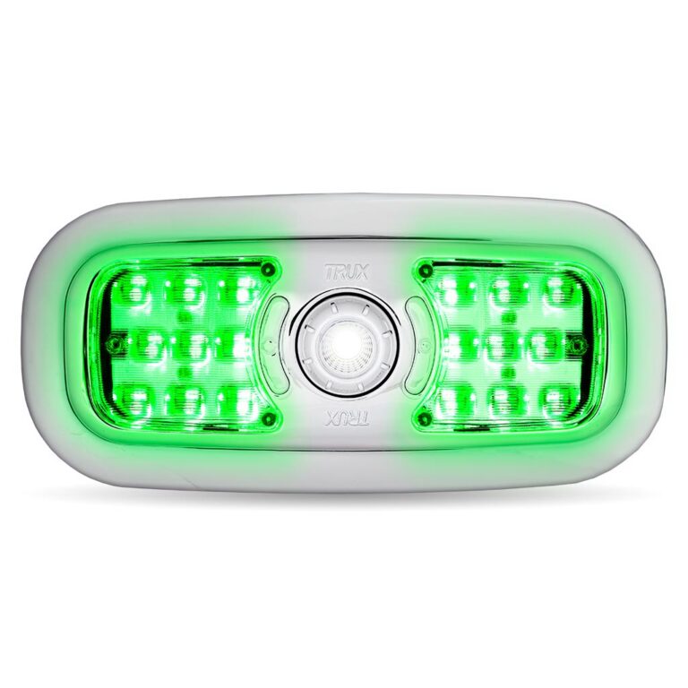 LED Interior Projector Dome & Map 7-Color Cab Light for Peterbilt 389 – Chrome