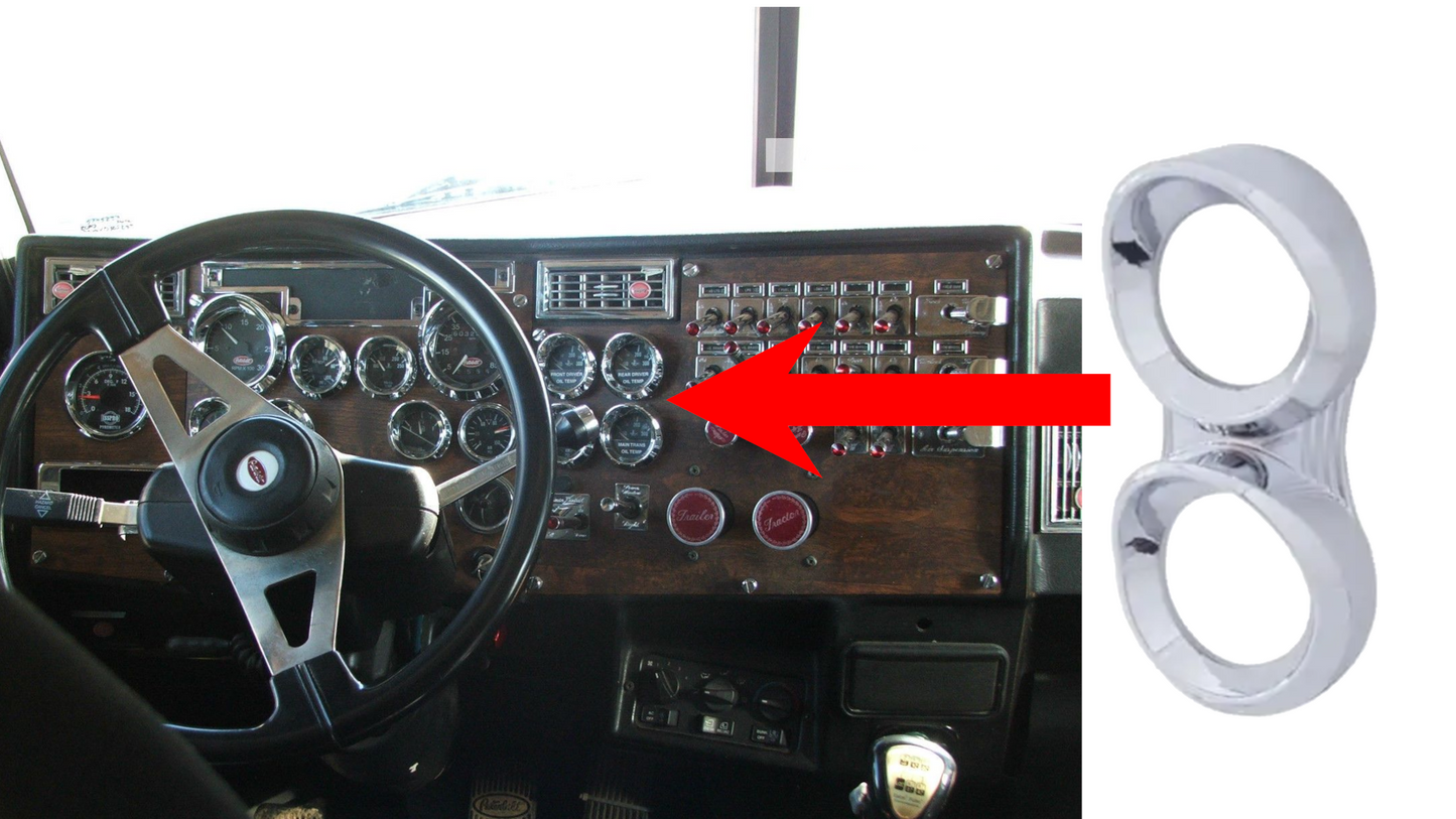 2 Gauge Cluster Bezel With Visor For Peterbilt (2005 & Older)- Vertical