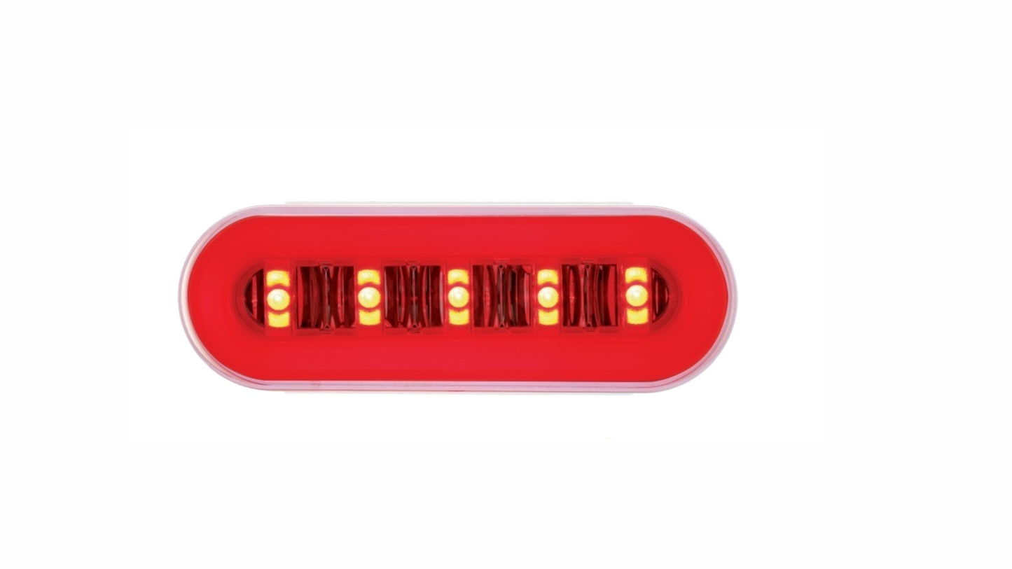 22 LED 6" Oval GloLight With Divider Bar Inner Design (Stop, Turn & Tail) - Red LED/Red Insert