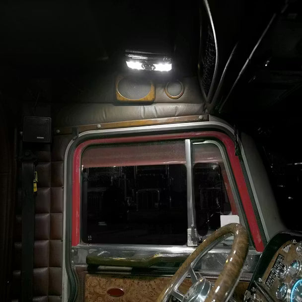 LED Interior Projector Dome & Map 7-Color Cab Light for Peterbilt 389 – Chrome