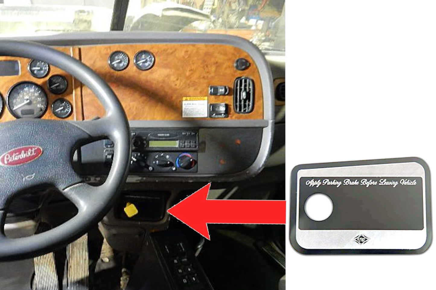 S/S - Statement Plate -  Parking Brake Control - Fits  Bobtail