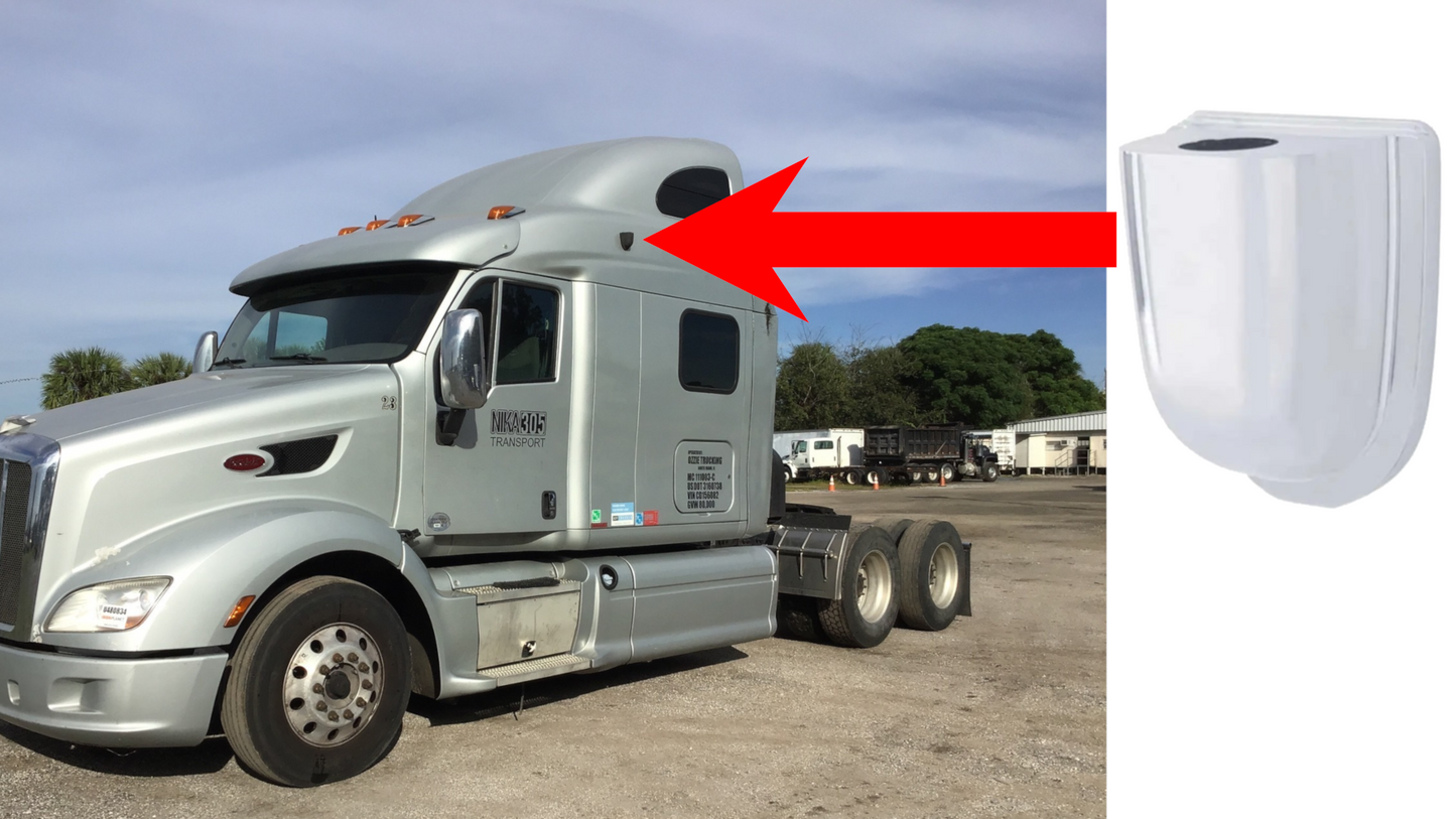 Chrome Plastic Cab Mounted Antenna Cover For PB 587 (2012-2021) And FL Cascadia (2011 & Older)