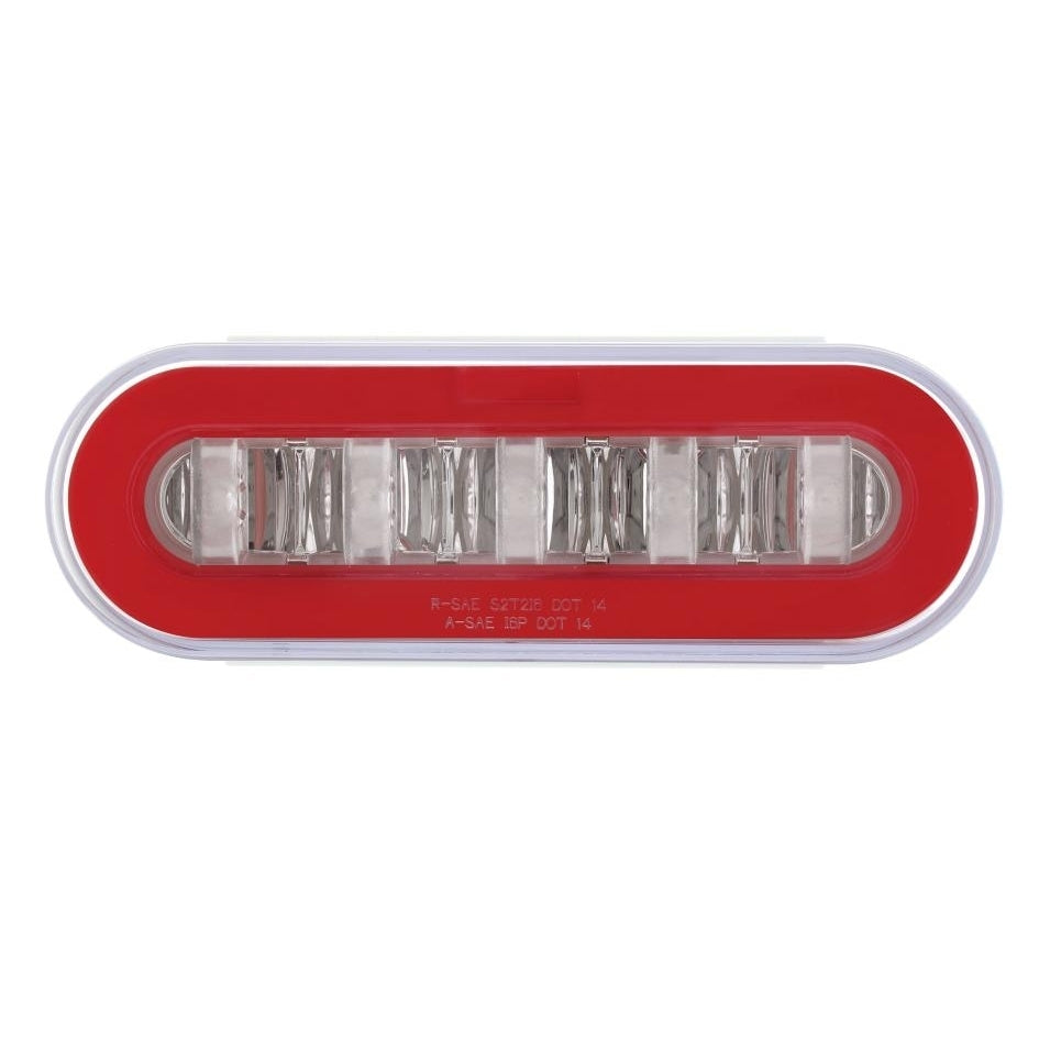22 LED 6" Oval GloLight With Divider Bar Inner Design (Stop, Turn & Tail) - Red LED/Red Insert