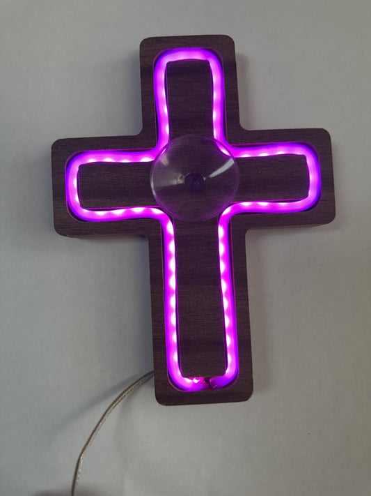 WOOD CROSS WITH NEON LED LIGHT